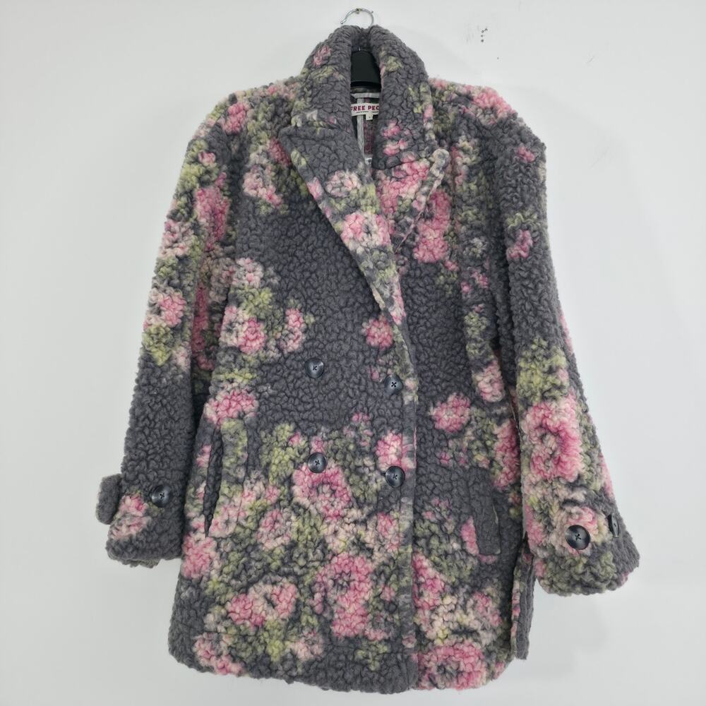 Free People Bali Sweet Attractions Sherpa Trench Coat Floral Sz Small NWT